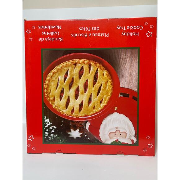 Holiday/Christmas Hand Painted SANTA 2 Piece Cookie Tray & Lid 13" NEW IN BOX - Picture 6 of 6